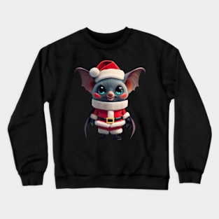 Red Cute Illustration Christmas Dabbing Bat Santa Crewneck Sweatshirt